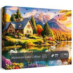 Mountain Lake Cottage Jigsaw Puzzle 1000 Pieces