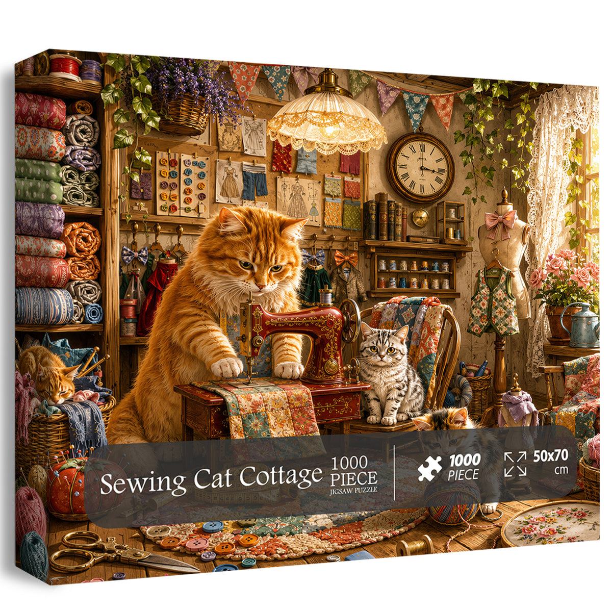 Sewing Cat Cottage Jigsaw Puzzle 1000 Pieces