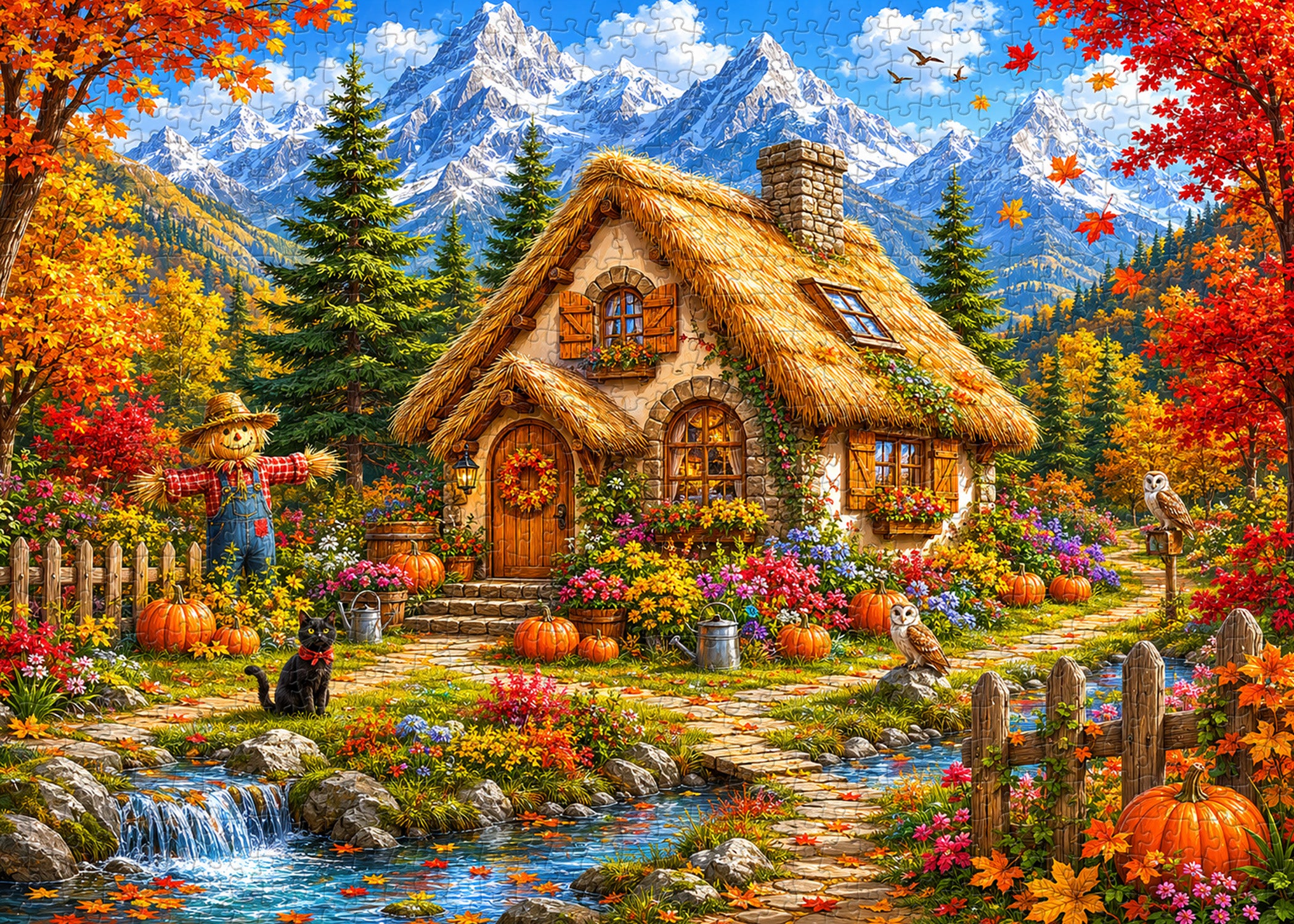 Fall Pumpkin Cottage Jigsaw Puzzle 1000 Pieces