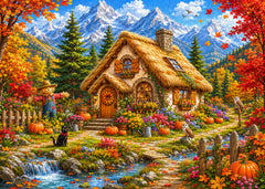 Fall Pumpkin Cottage Jigsaw Puzzle 1000 Pieces