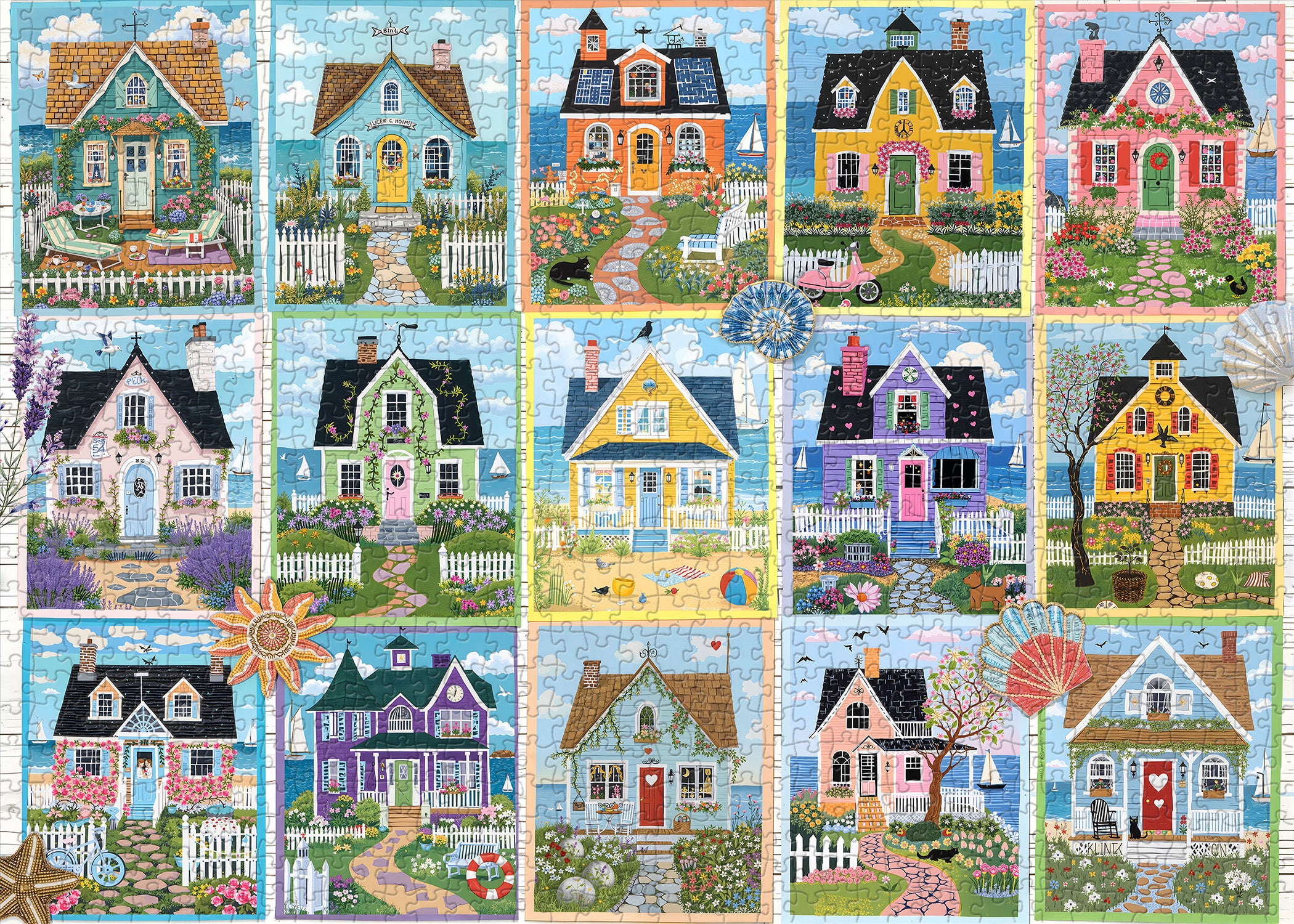 Coastal Cottage Collage Jigsaw Puzzle 1000 Pieces