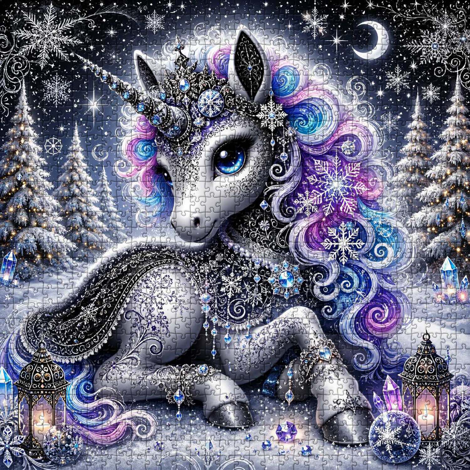 Starry Frost Unicorn Jigsaw Puzzle 1000 Pieces