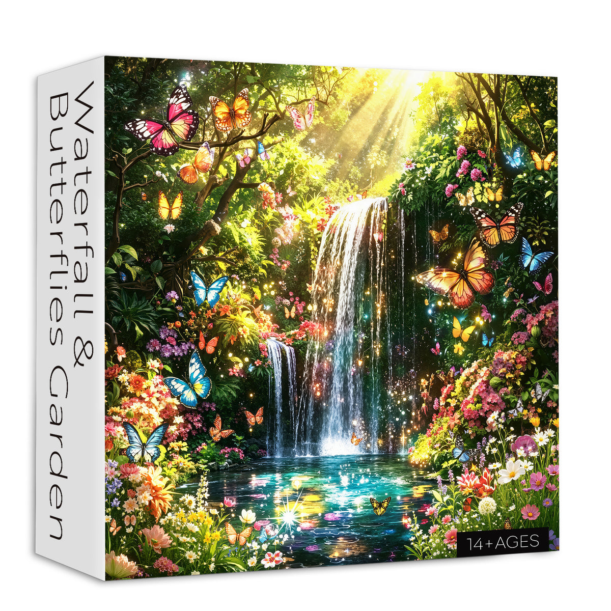 Wasserfall- und Schmetterlingsgarten-Puzzle, 1000 Teile