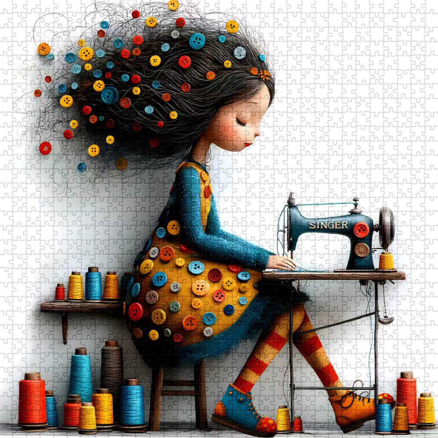 Sewing Girl Jigsaw Puzzle 1000 Pieces