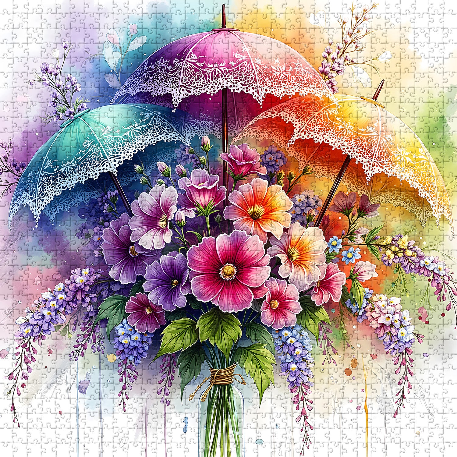 Umbrella Blooms Jigsaw Puzzle 1000 Pieces