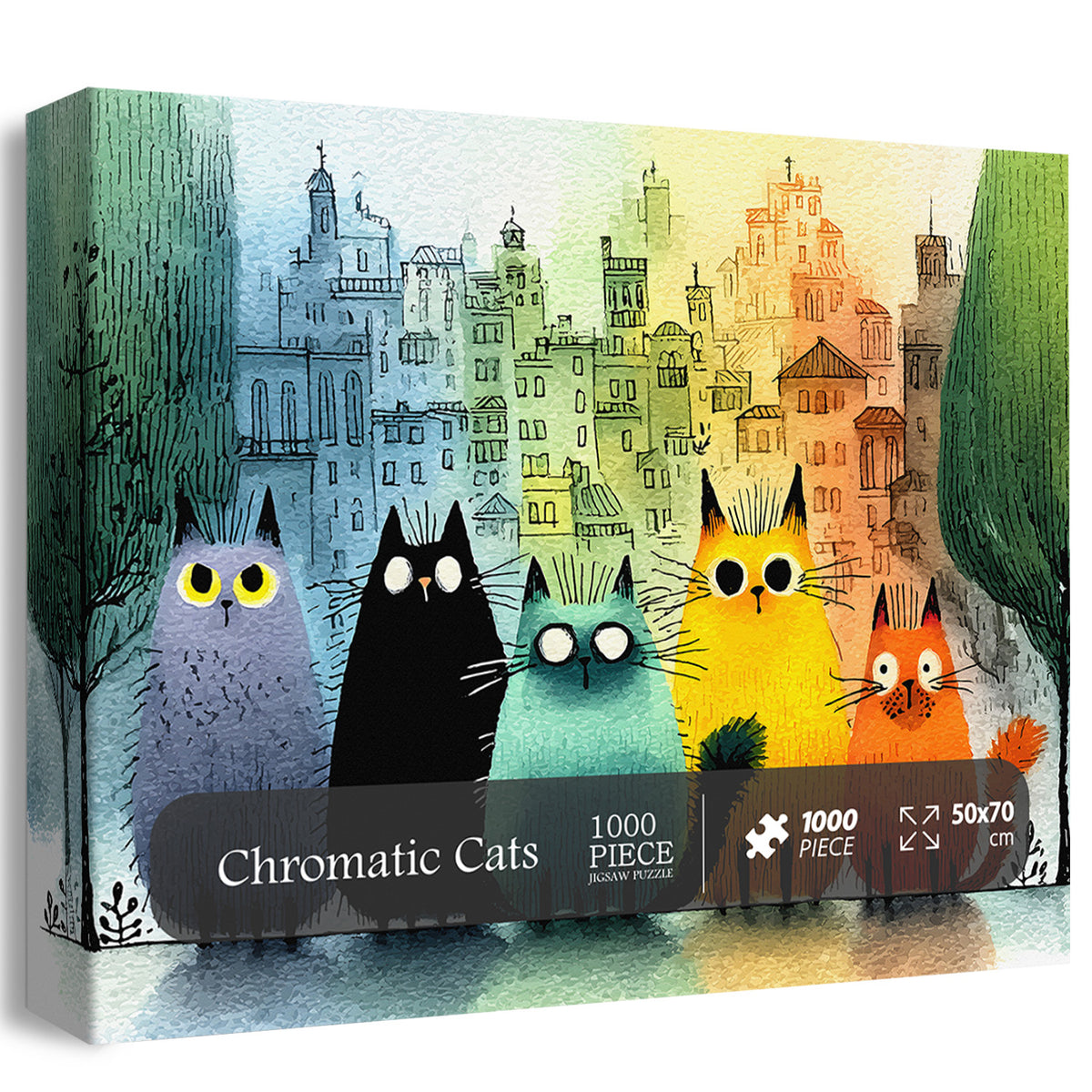 Chromatische Katzen Puzzle 1000 Teile