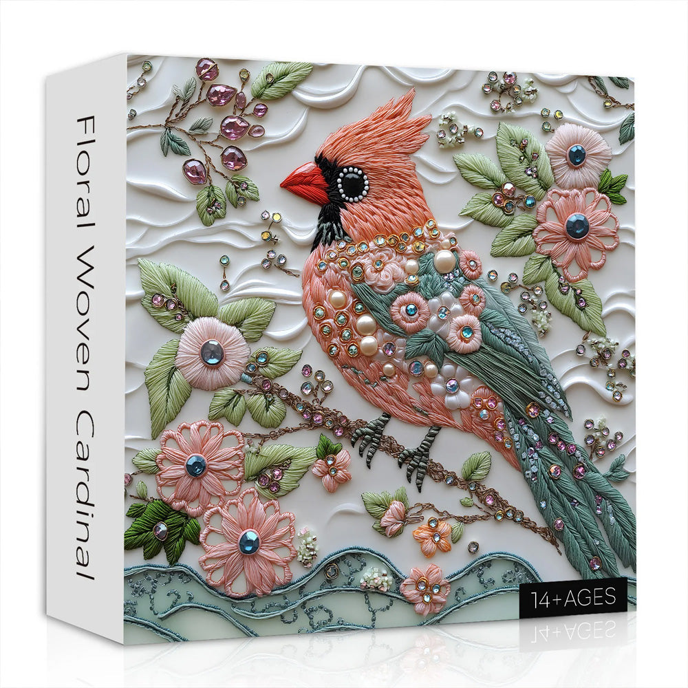 Floral Woven Cardinal Jigsaw Puzzle 1000 Pieces