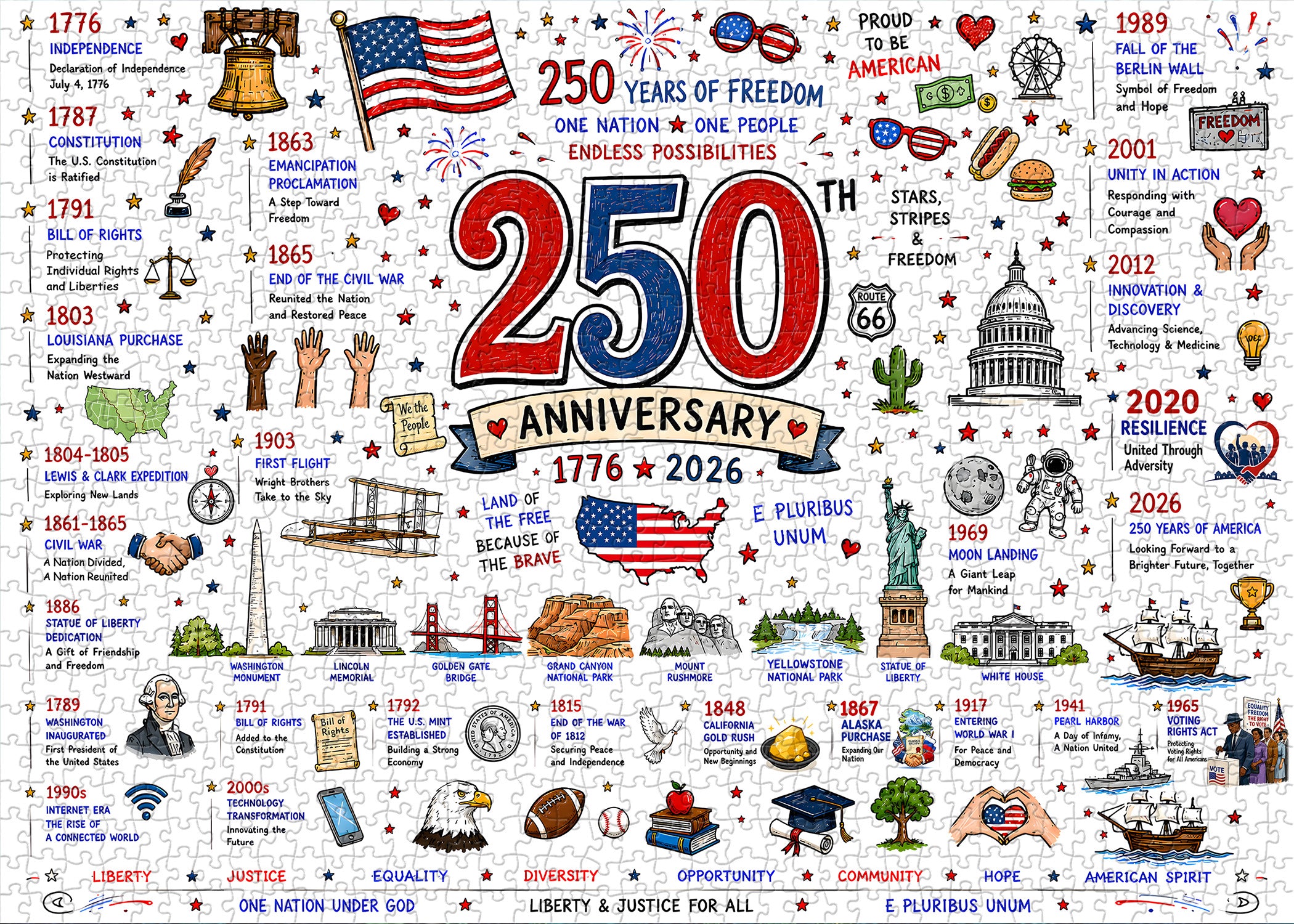 Patriotisches Amerika-Puzzle, 1000 Teile