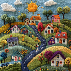 Whimsical Wool Village Jigsaw Puzzle 1000 Pieces
