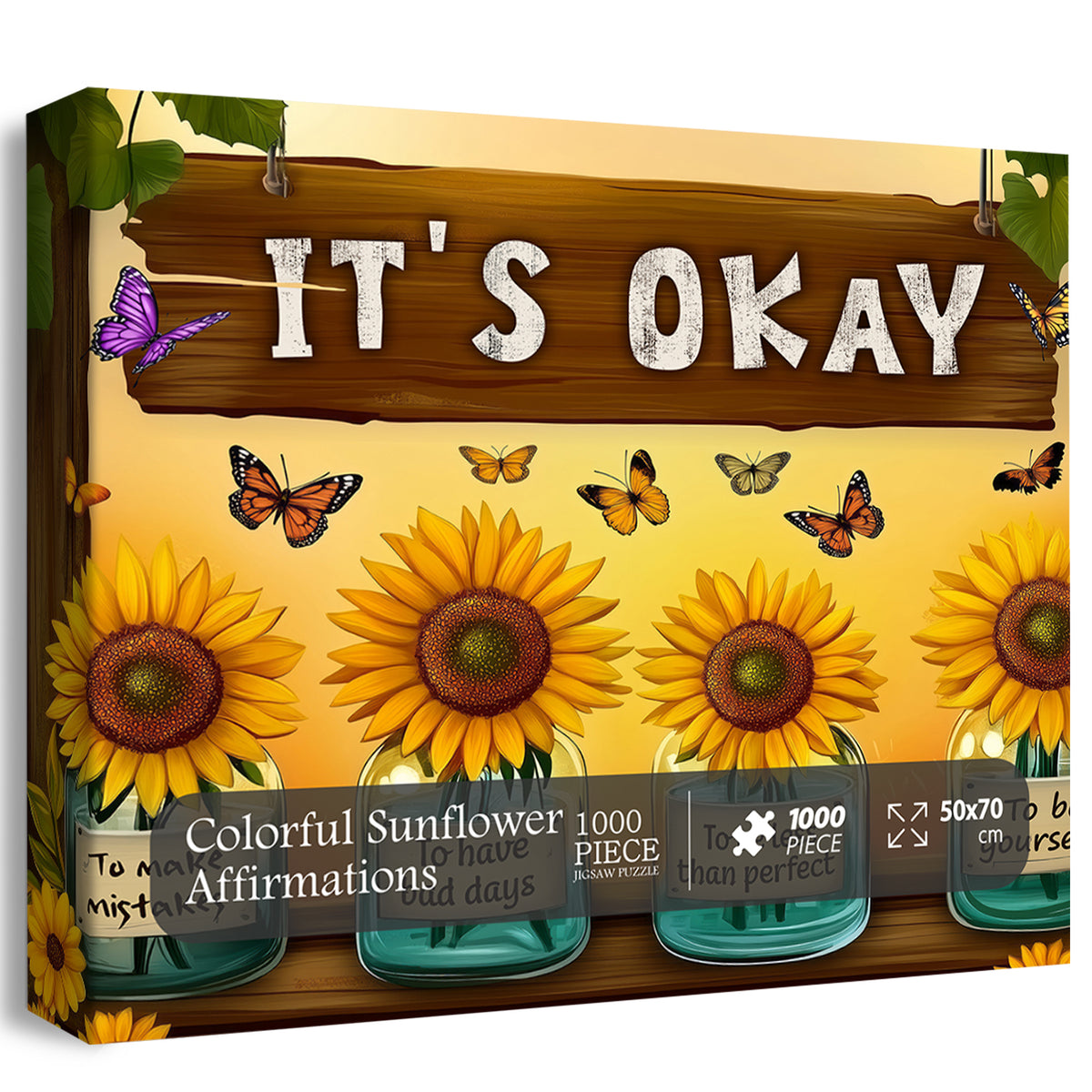 Colorful Sunflower Affirmations Jigsaw Puzzle 1000 Pieces