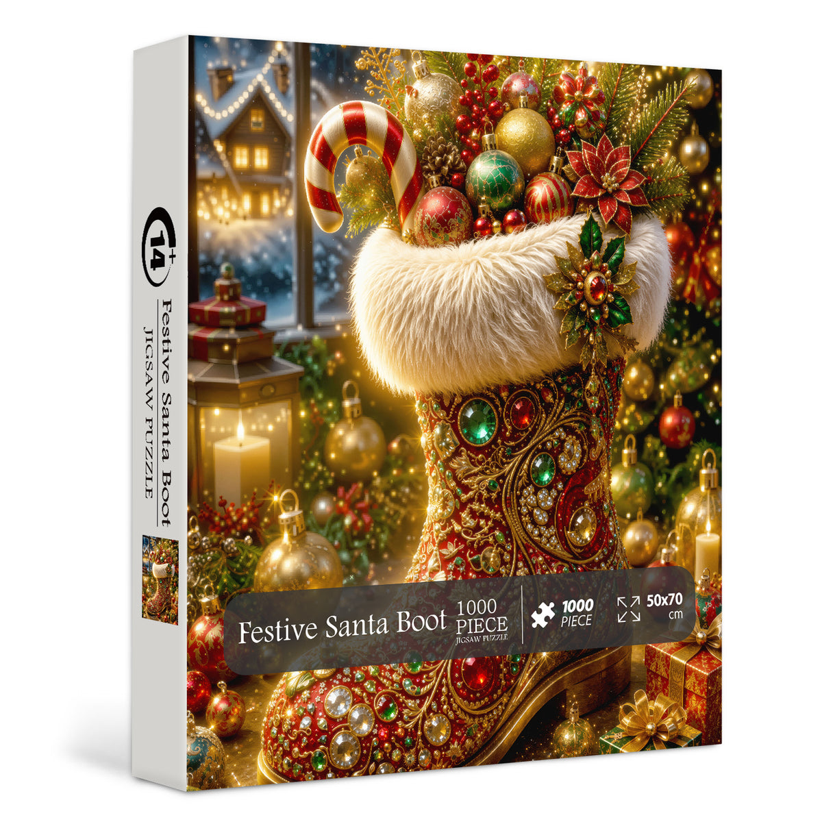 Festliches Weihnachtsmann-Stiefel-Puzzle, 1000 Teile