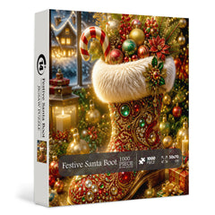 Festliches Weihnachtsmann-Stiefel-Puzzle, 1000 Teile