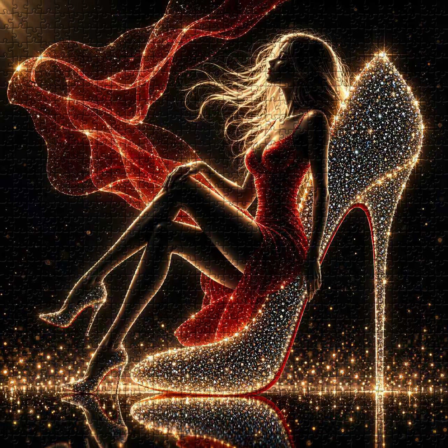 Red & Sparkle Night Jigsaw Puzzle 1000 Pieces