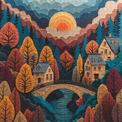 Golden Sunset Village Puzzle 1000 Teile