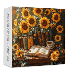Reading Among Sunflowers Jigsaw Puzzle 1000 Pieces