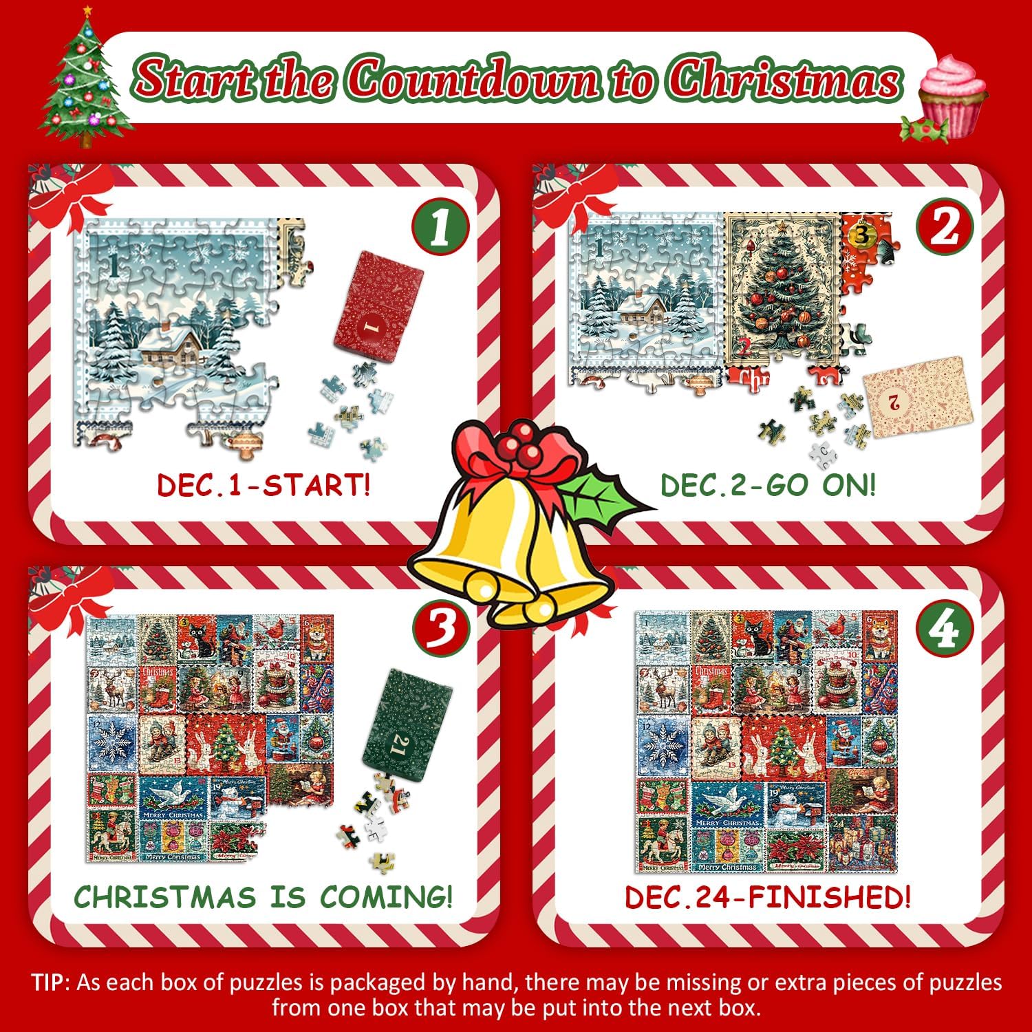 Christmas stamps Advent Calendar Jigsaw Puzzle 1000 Pieces