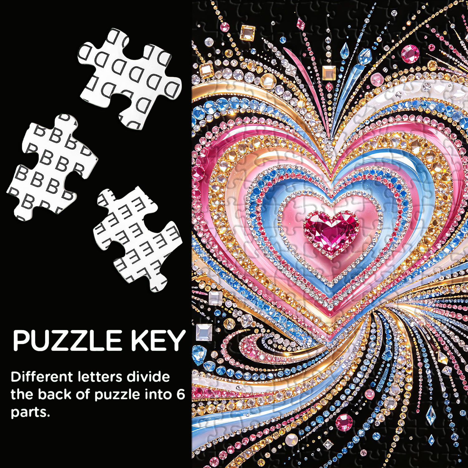 Dazzling Gem Heart Jigsaw Puzzle 1000 Pieces