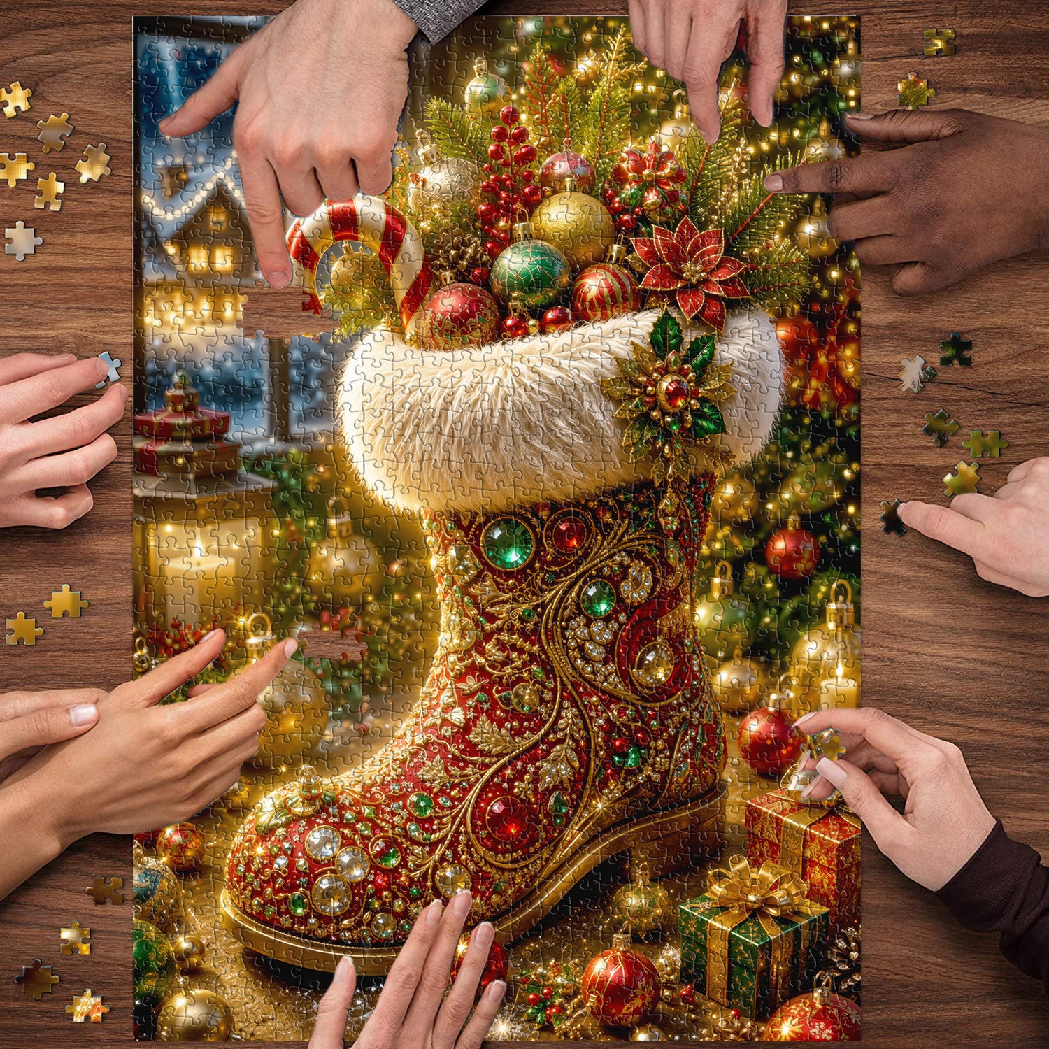 Festliches Weihnachtsmann-Stiefel-Puzzle, 1000 Teile