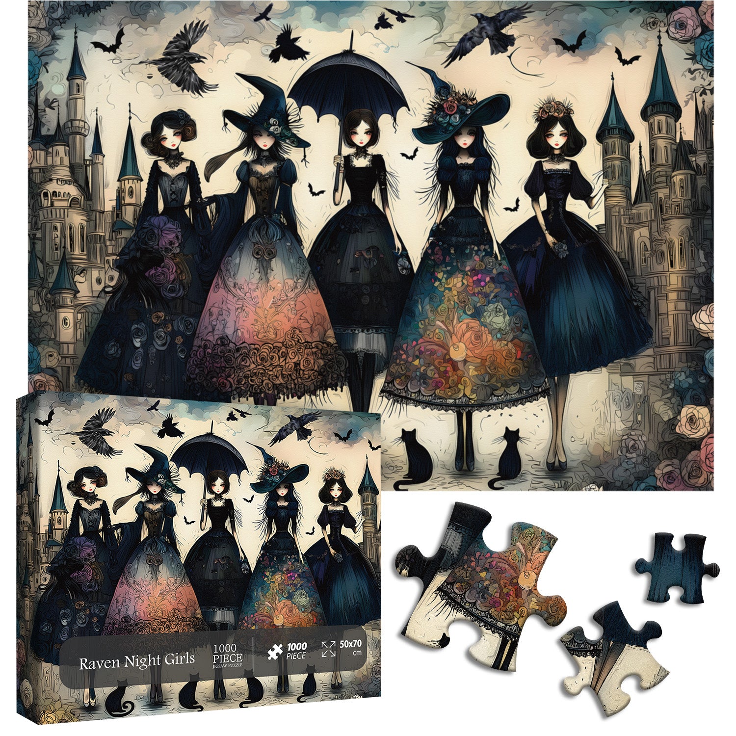Raven Night Mädchen-Puzzle 1000 Teile