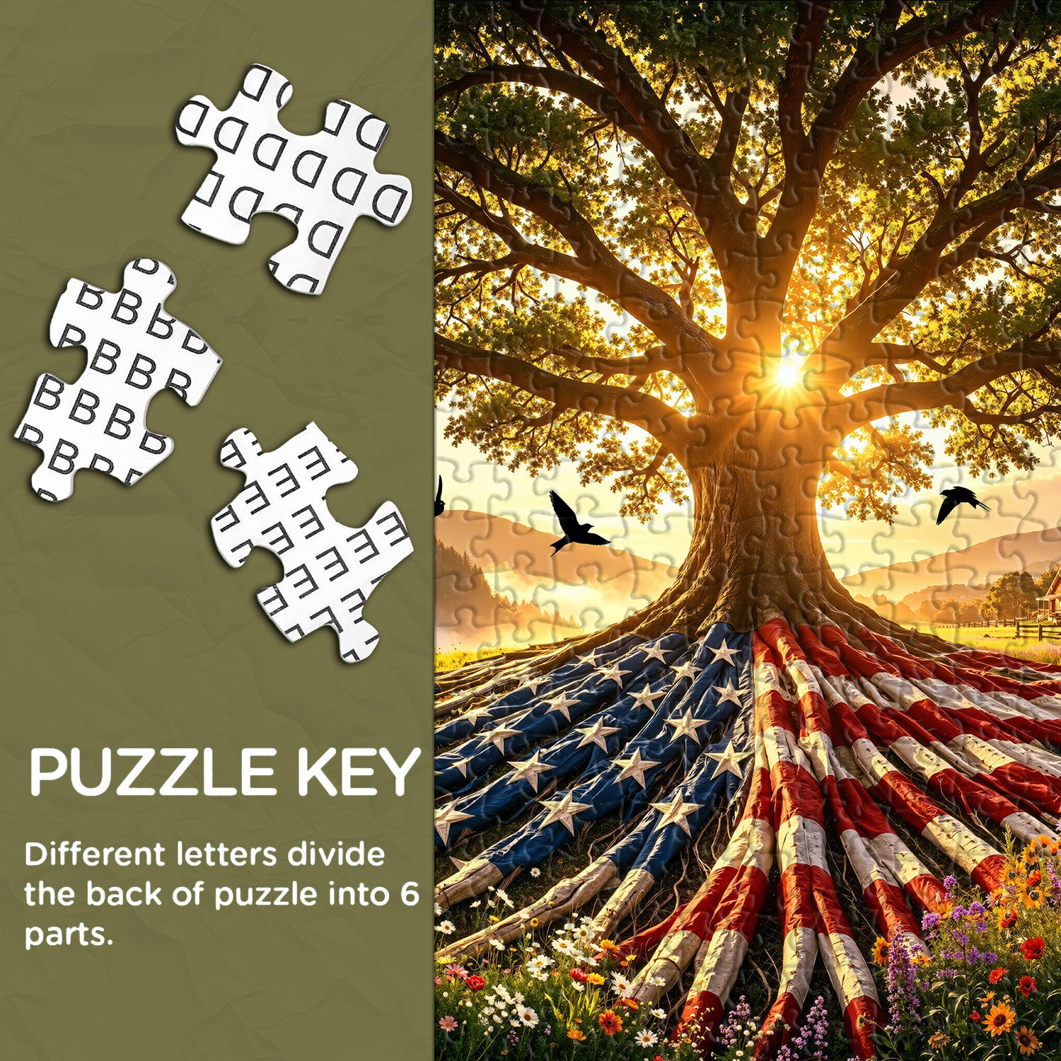Flag Roots Sunset Oak Puzzle 1000 Teile