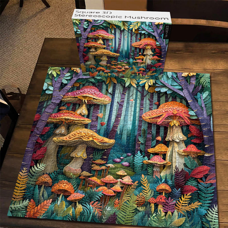 Quadratisches stereoskopisches 3D-Pilz-Puzzle mit 1000 Teilen