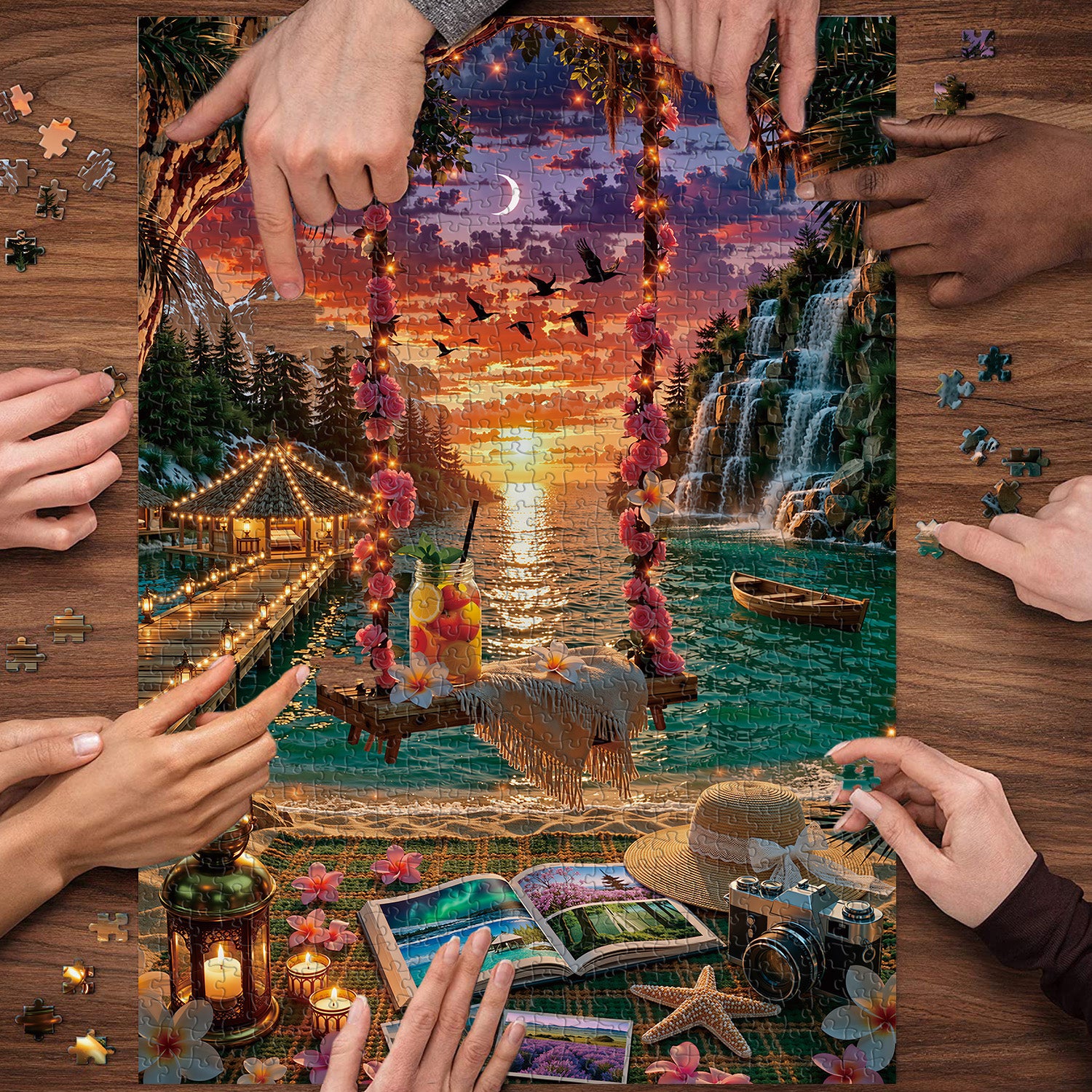 Sonnenuntergangsschaukel-Puzzle 1000 Teile