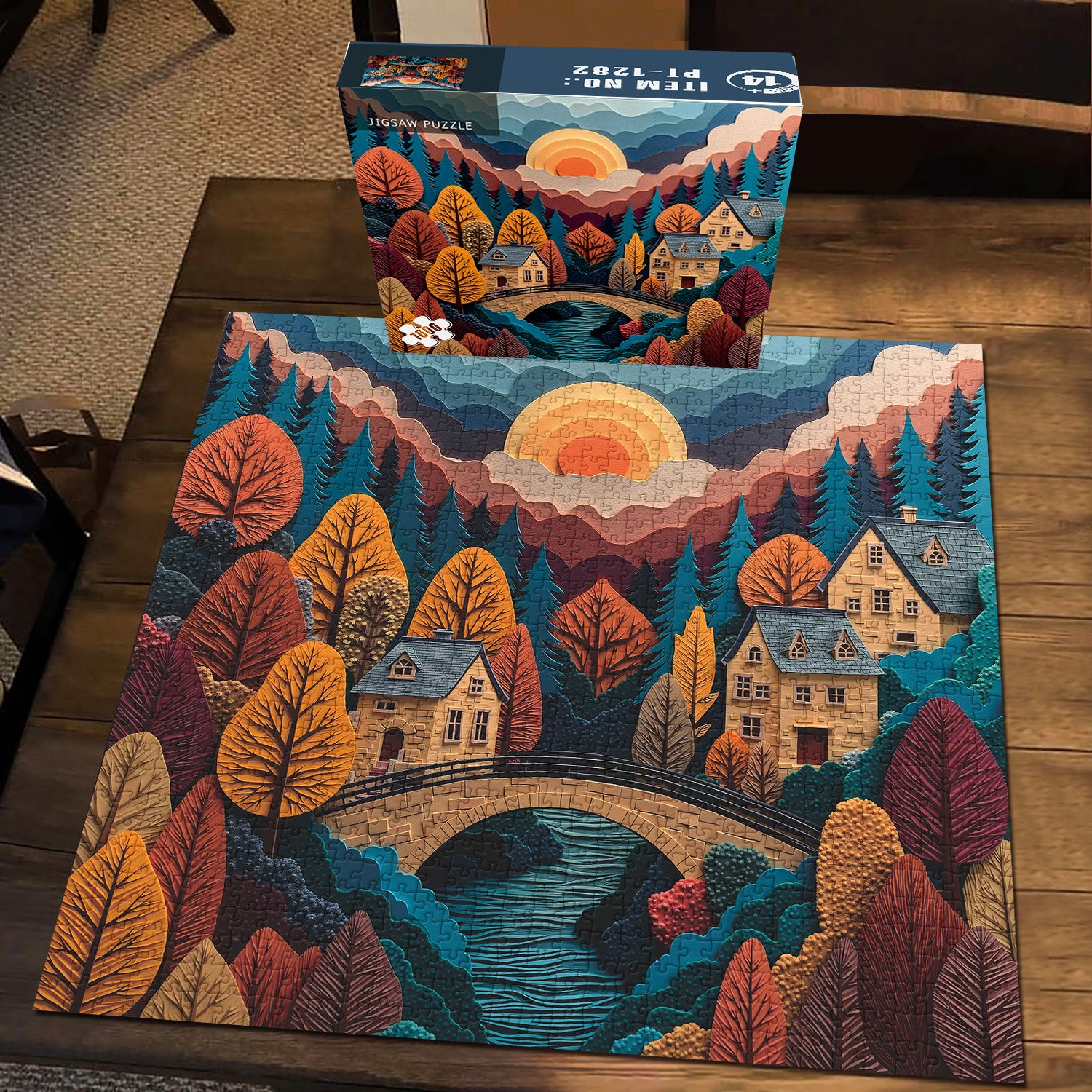 Golden Sunset Village Puzzle 1000 Teile