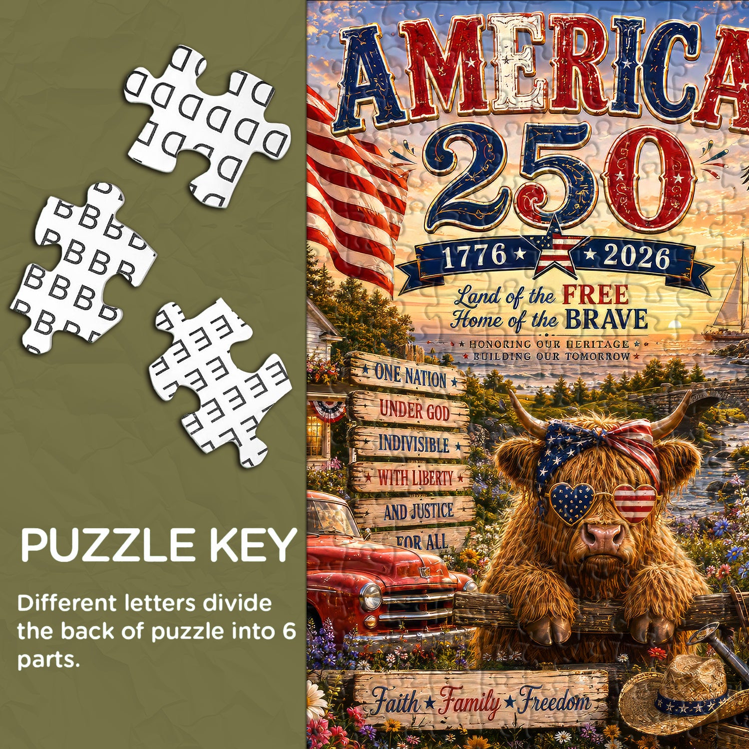 Patriotisches Hochlandkuh-Puzzle, 1000 Teile