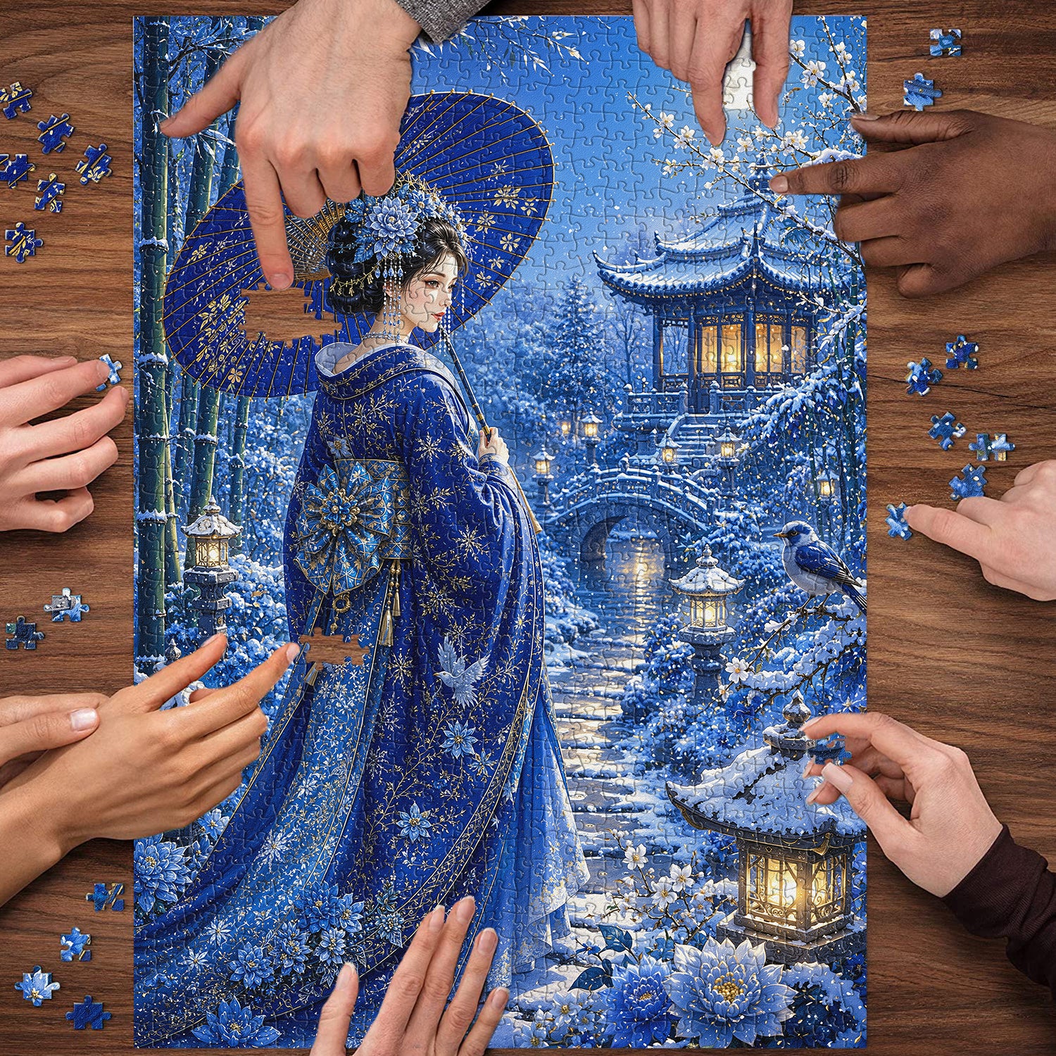 Schnee-Mond-Garten-Puzzle 1000 Teile