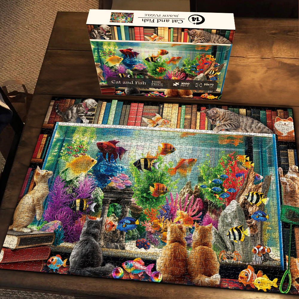 Cat and Fish Jigsaw Puzzle 1000 Pieces