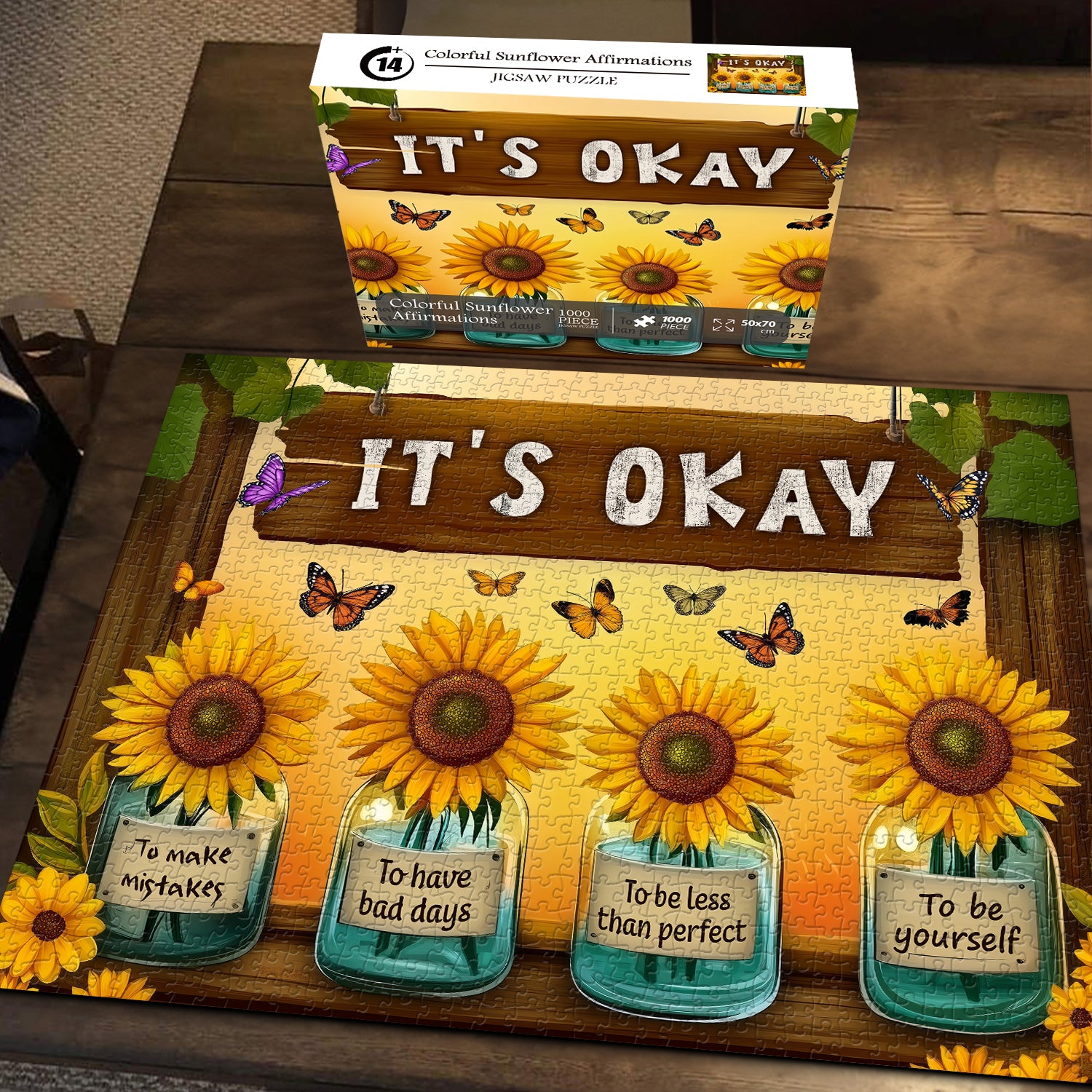 Colorful Sunflower Affirmations Jigsaw Puzzle 1000 Pieces