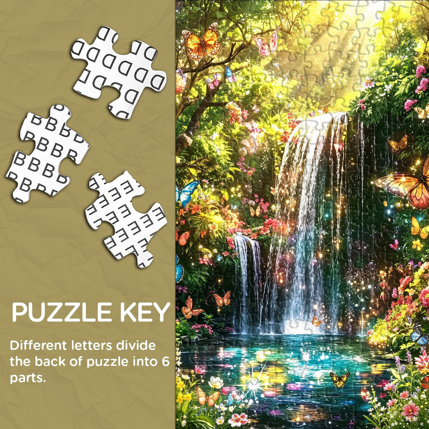 Wasserfall- und Schmetterlingsgarten-Puzzle, 1000 Teile