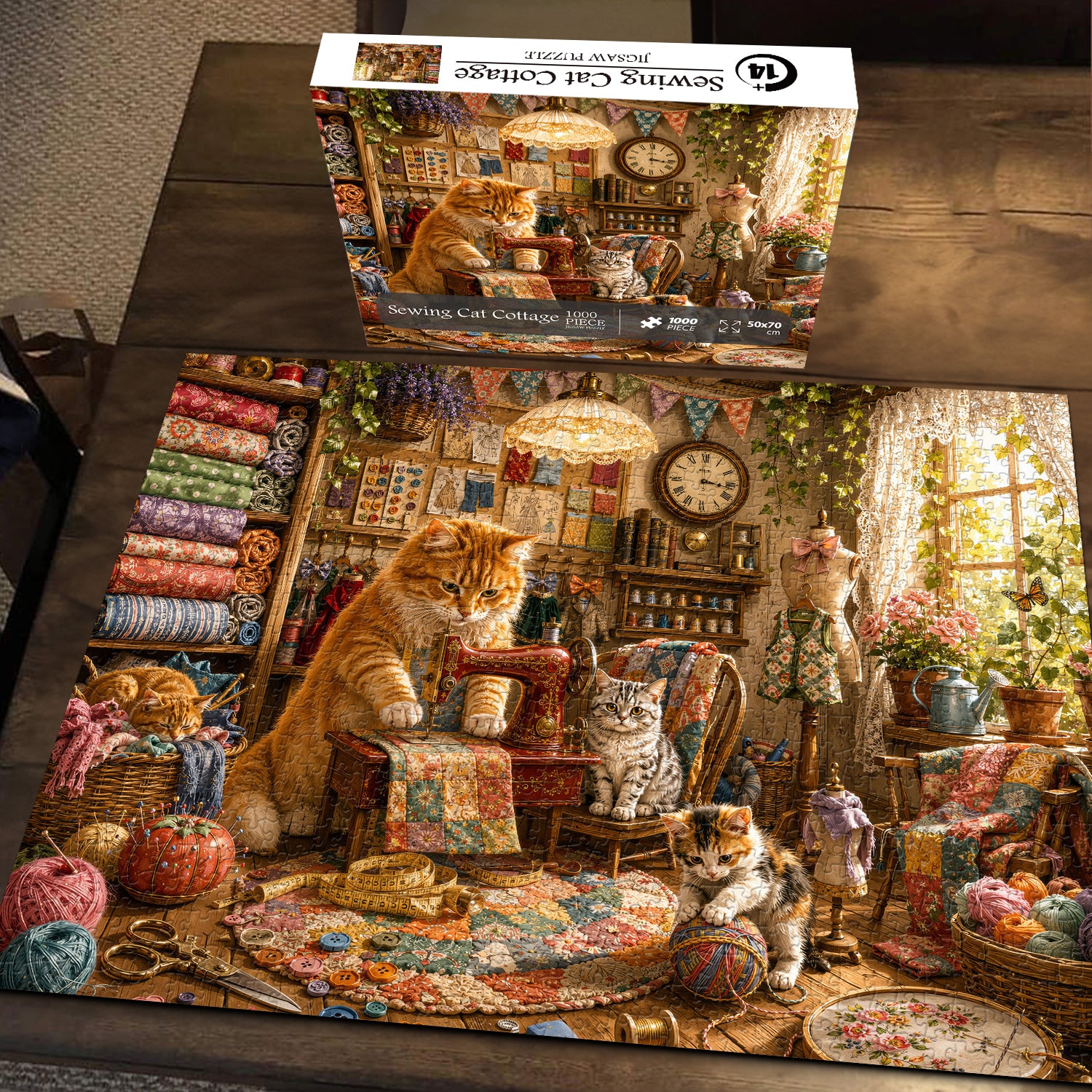 Sewing Cat Cottage Jigsaw Puzzle 1000 Pieces