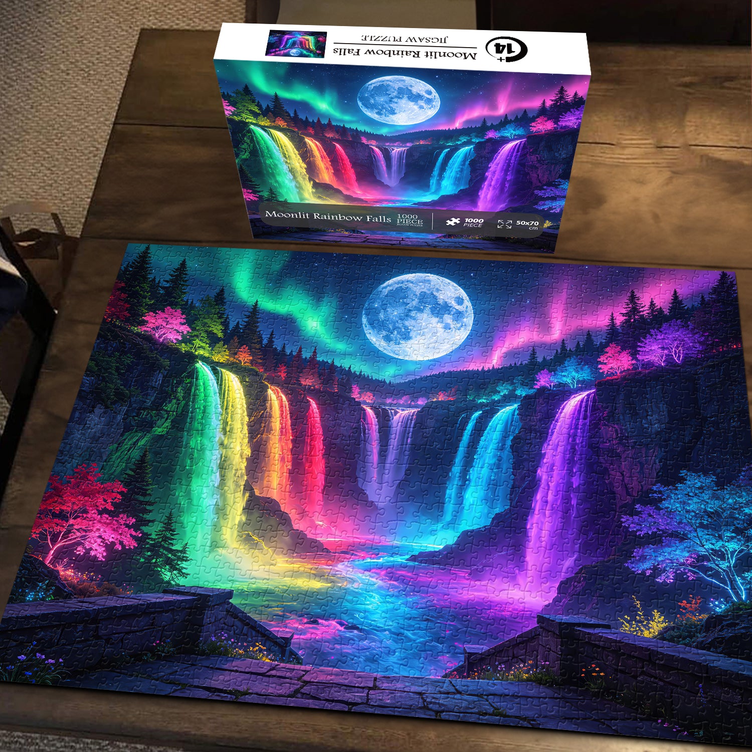Moonlit Rainbow Falls Jigsaw Puzzle 1000 Pieces