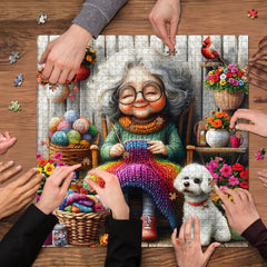 Grandma's Cozy Knit Jigsaw Puzzle 1000 Pieces