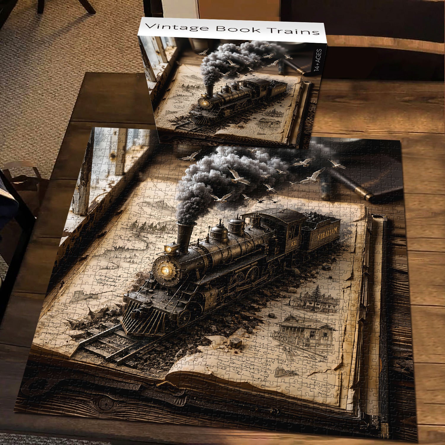 Vintage Book Trains Jigsaw Puzzle 1000 Pieces