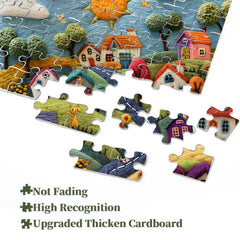 Whimsical Wool Village Jigsaw Puzzle 1000 Pieces
