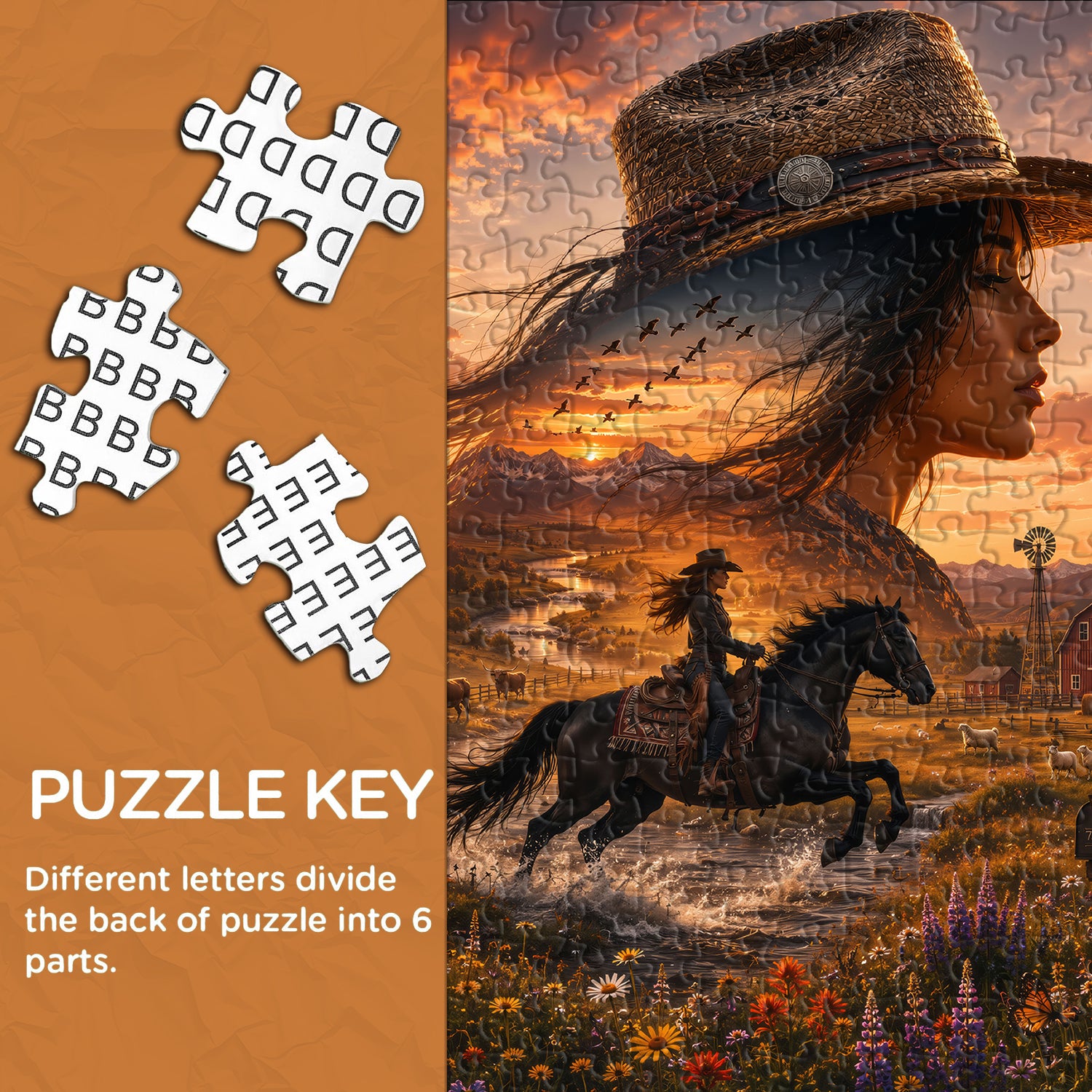 Western Rider Glow Flag Jigsaw Puzzle 1000 Pieces