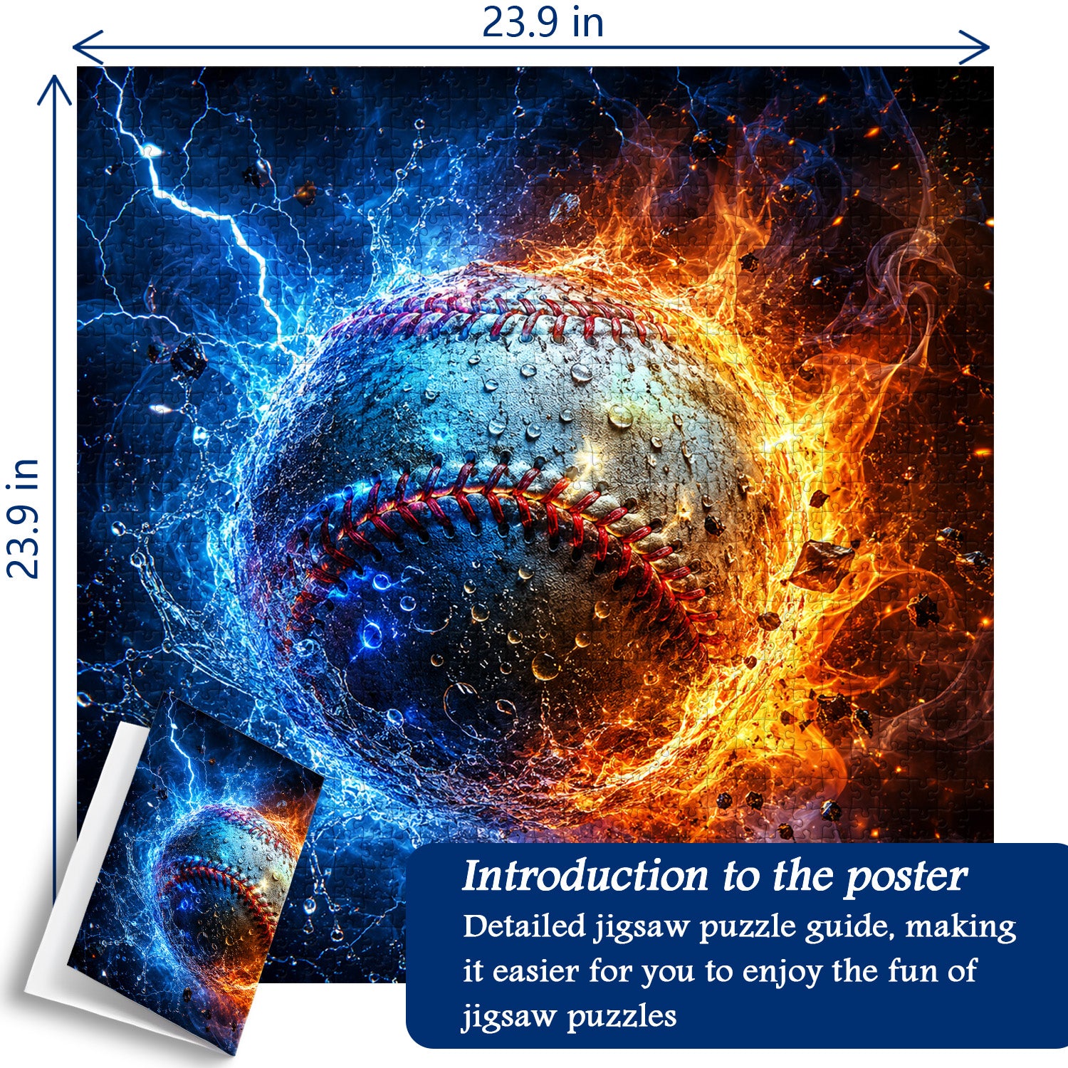 Fire Ice Baseball Jigsaw Puzzle 1000 Pieces