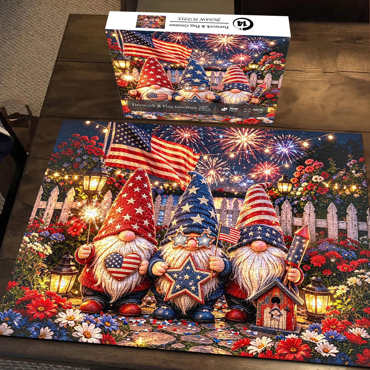 Firework & Flag Gnomes Jigsaw Puzzle 1000 Pieces