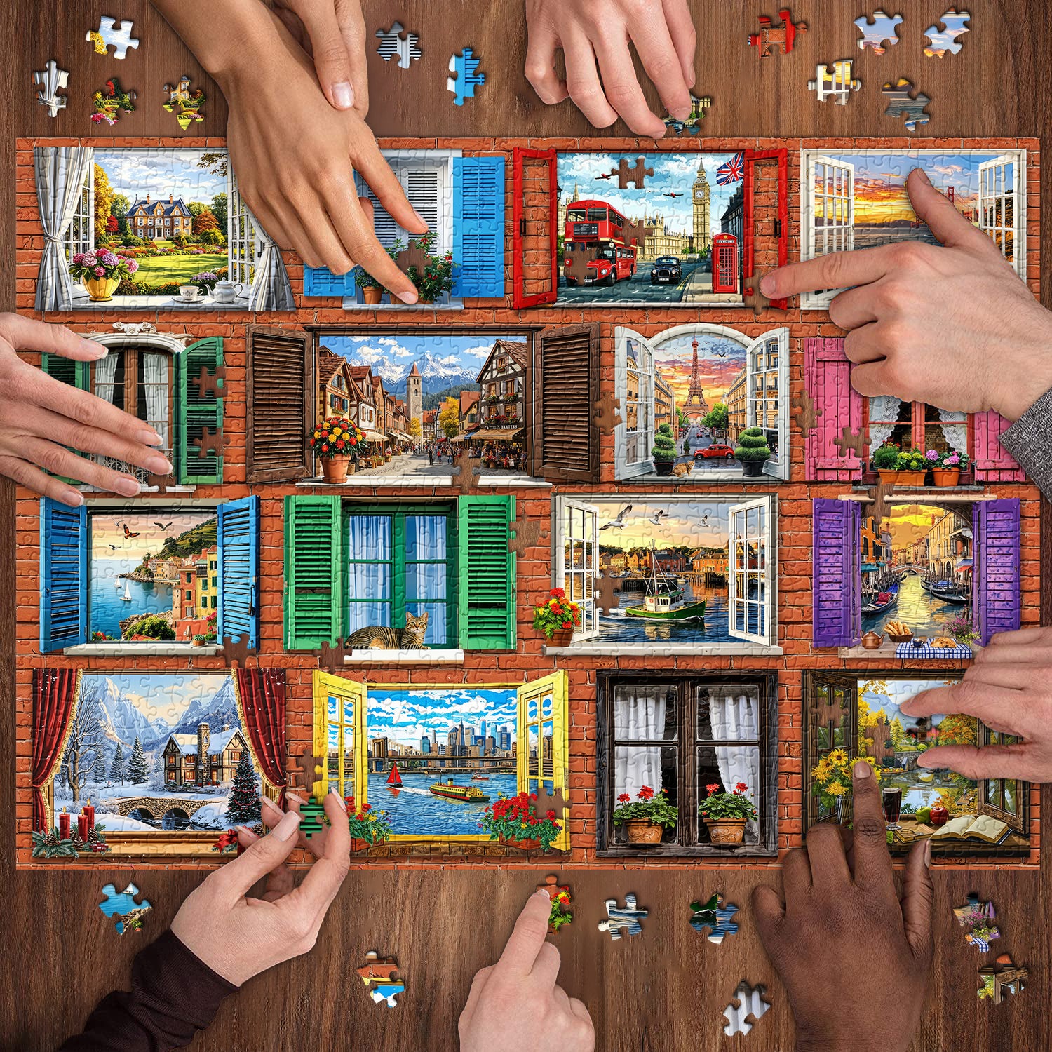Welt durch Fenster Puzzle 1000 Teile