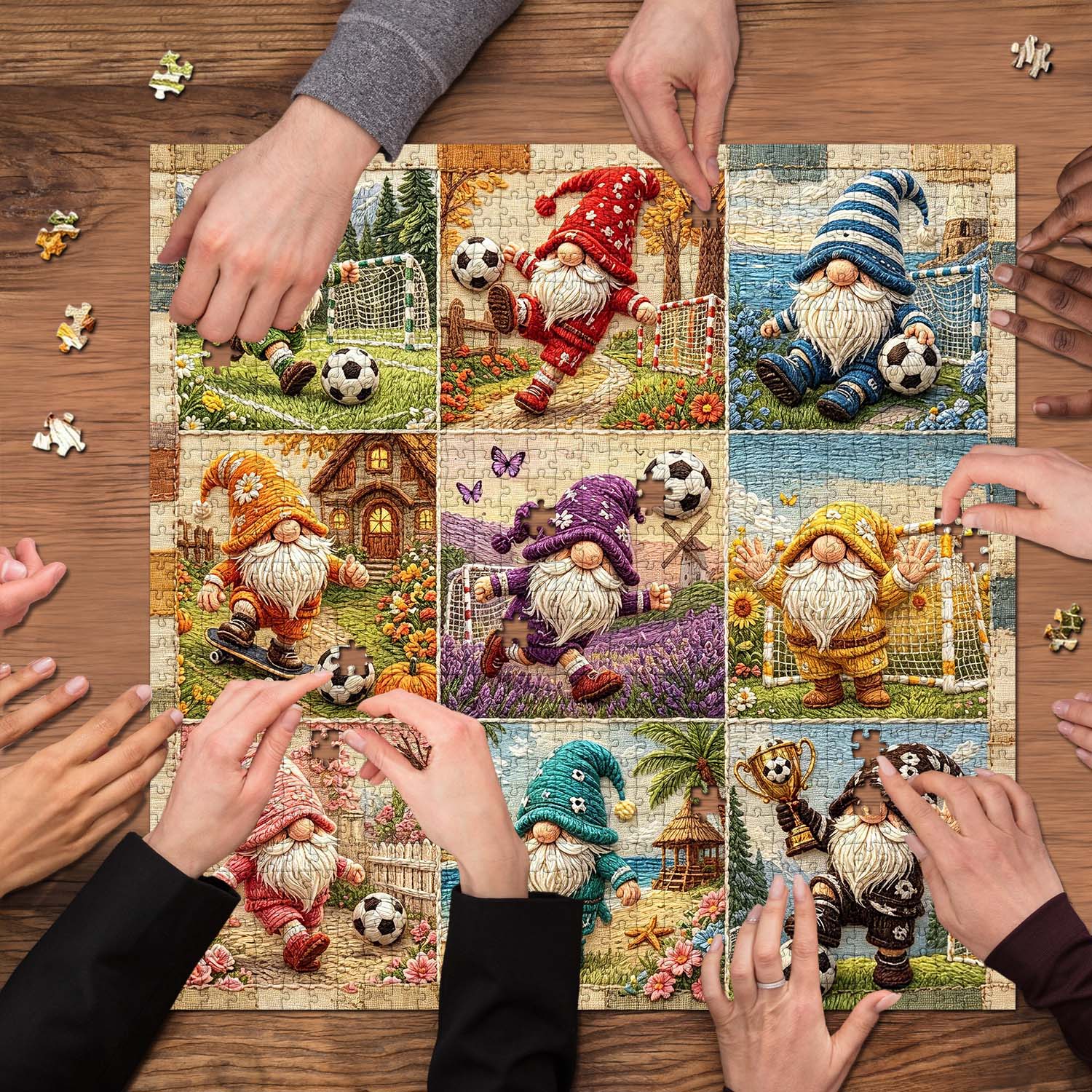 Colorful Sport Gnomes Jigsaw Puzzle 1000 Pieces