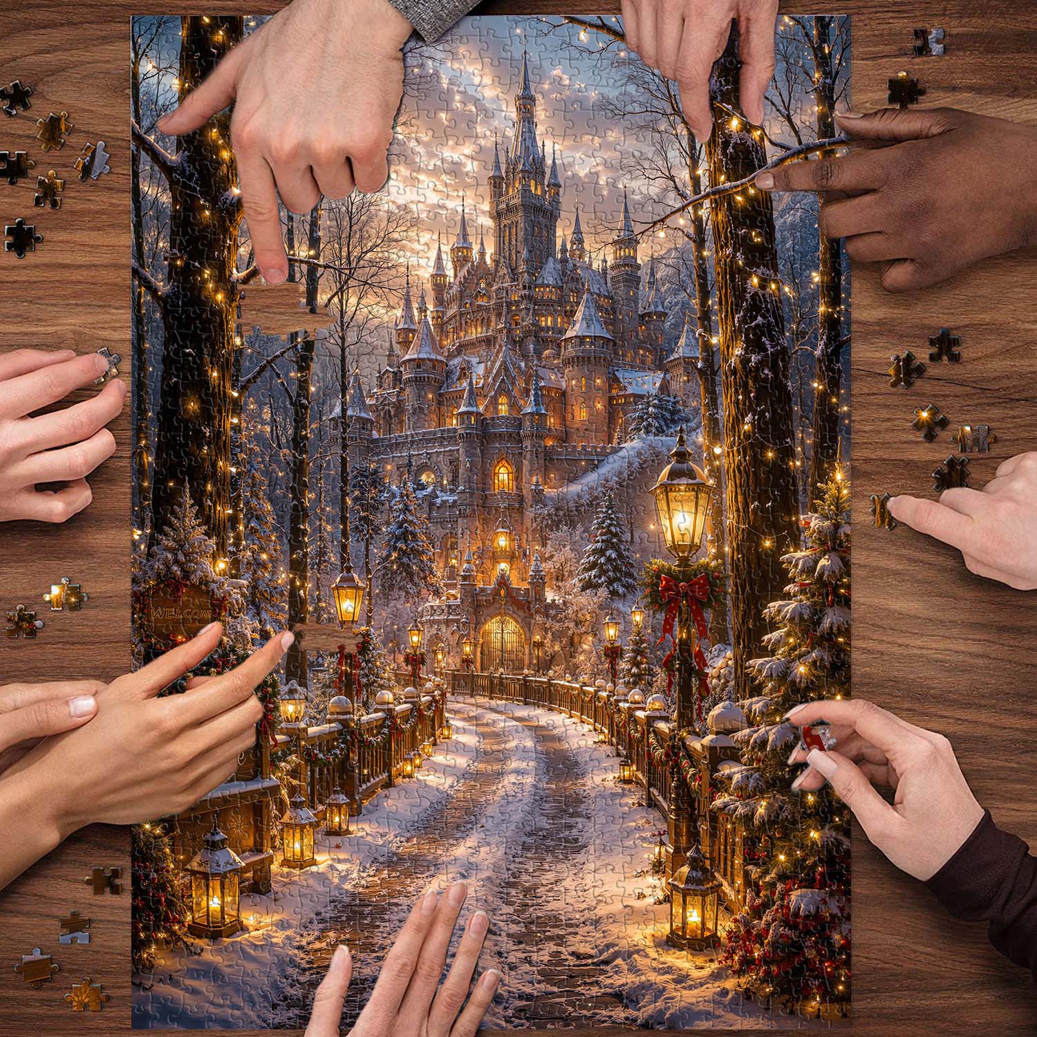 Winter Castle Glow Puzzle 1000 Teile