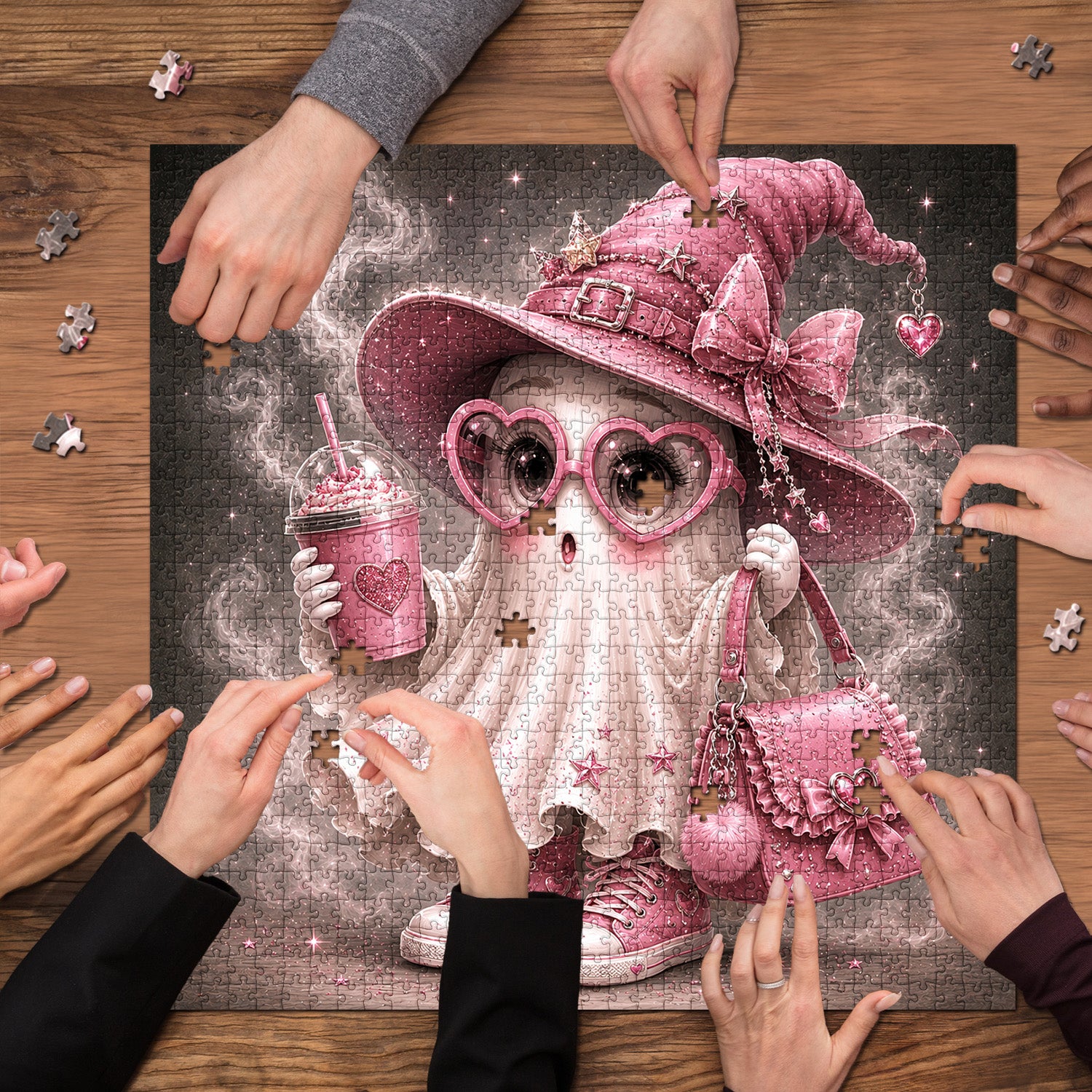 Pink Fashion Ghost Flag Jigsaw Puzzle 1000 Pieces