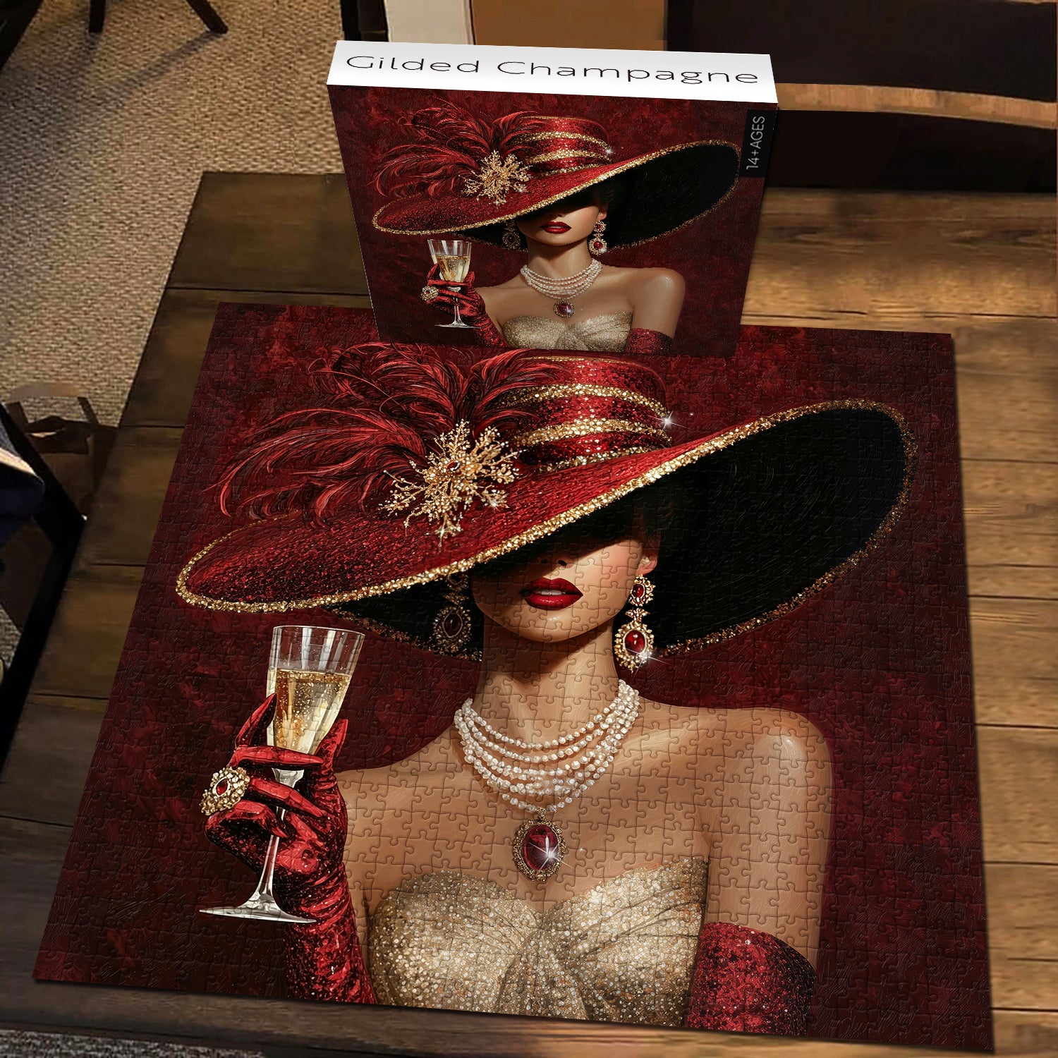 Vergoldetes Champagner-Puzzle, 1000 Teile