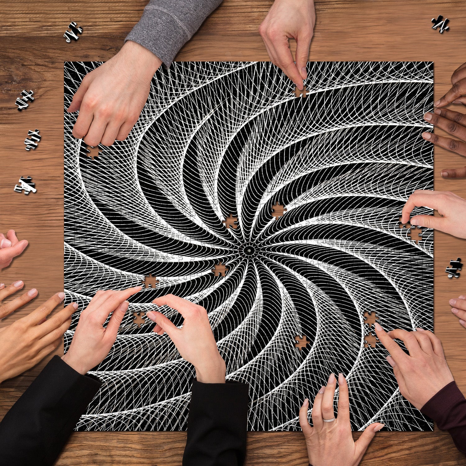 Black White Vortex Jigsaw Puzzle 1000 Pieces
