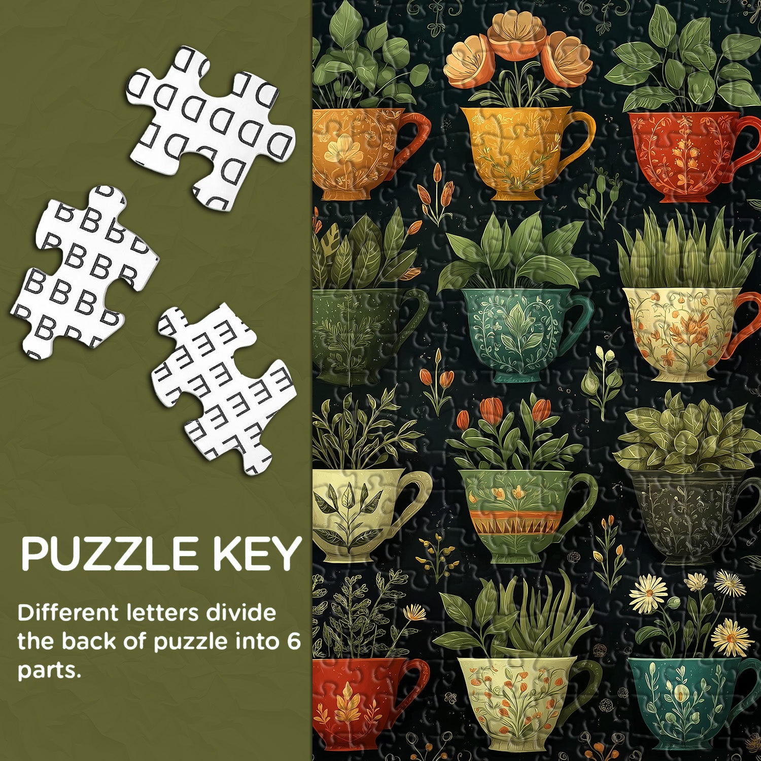 Pflanzenbeladene Tassen-Puzzle 1000 Teile