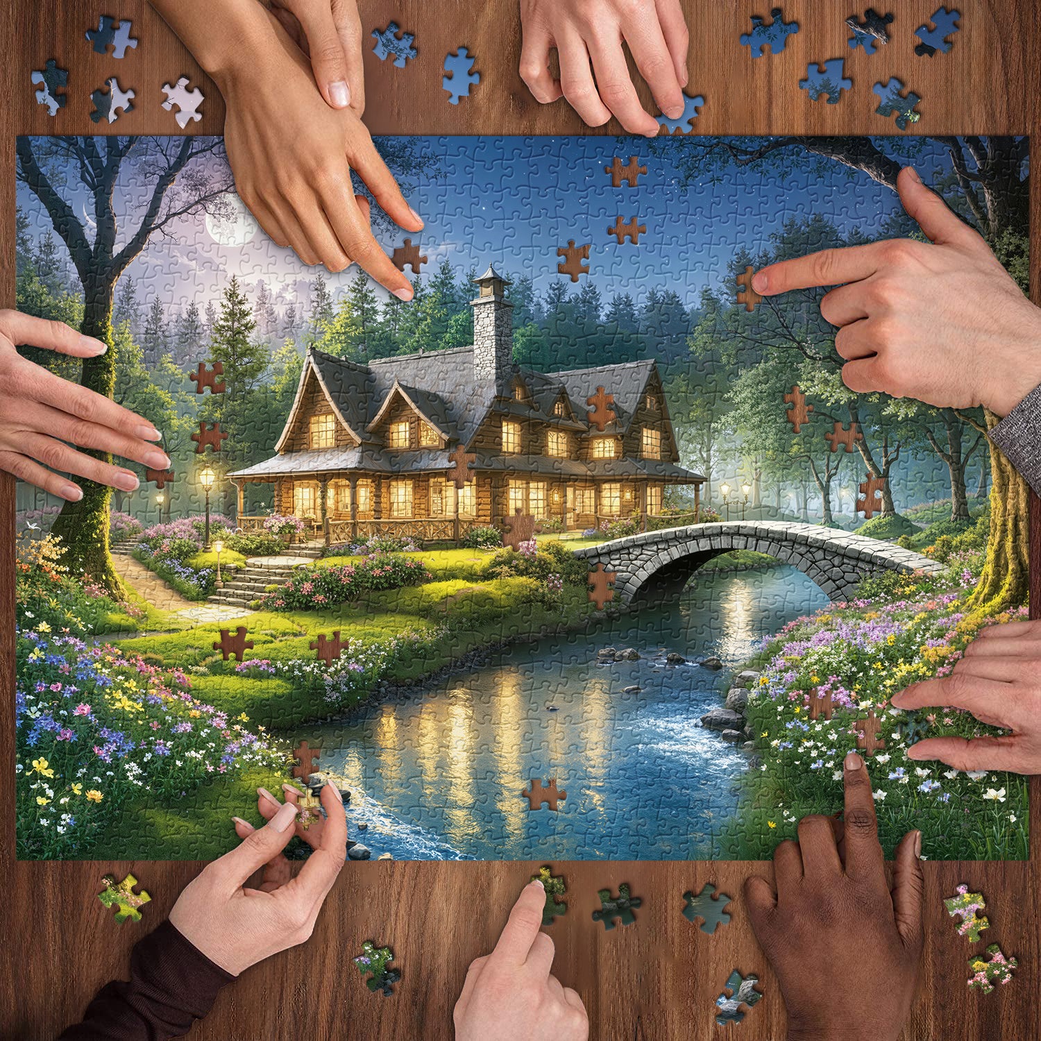 Twilight Cabin Glow Puzzle 1000 Teile