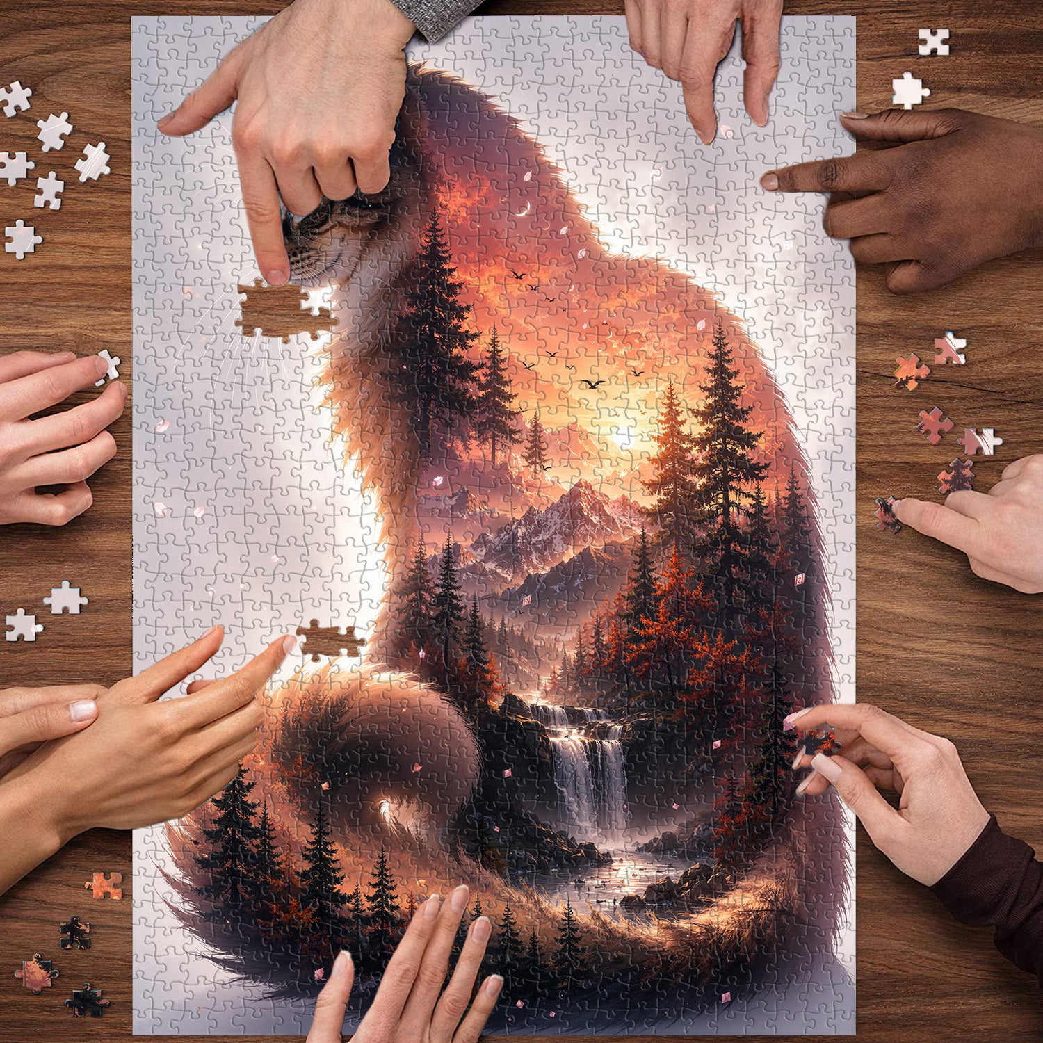 Cat Mountain Scenery Puzzle 1000 Teile
