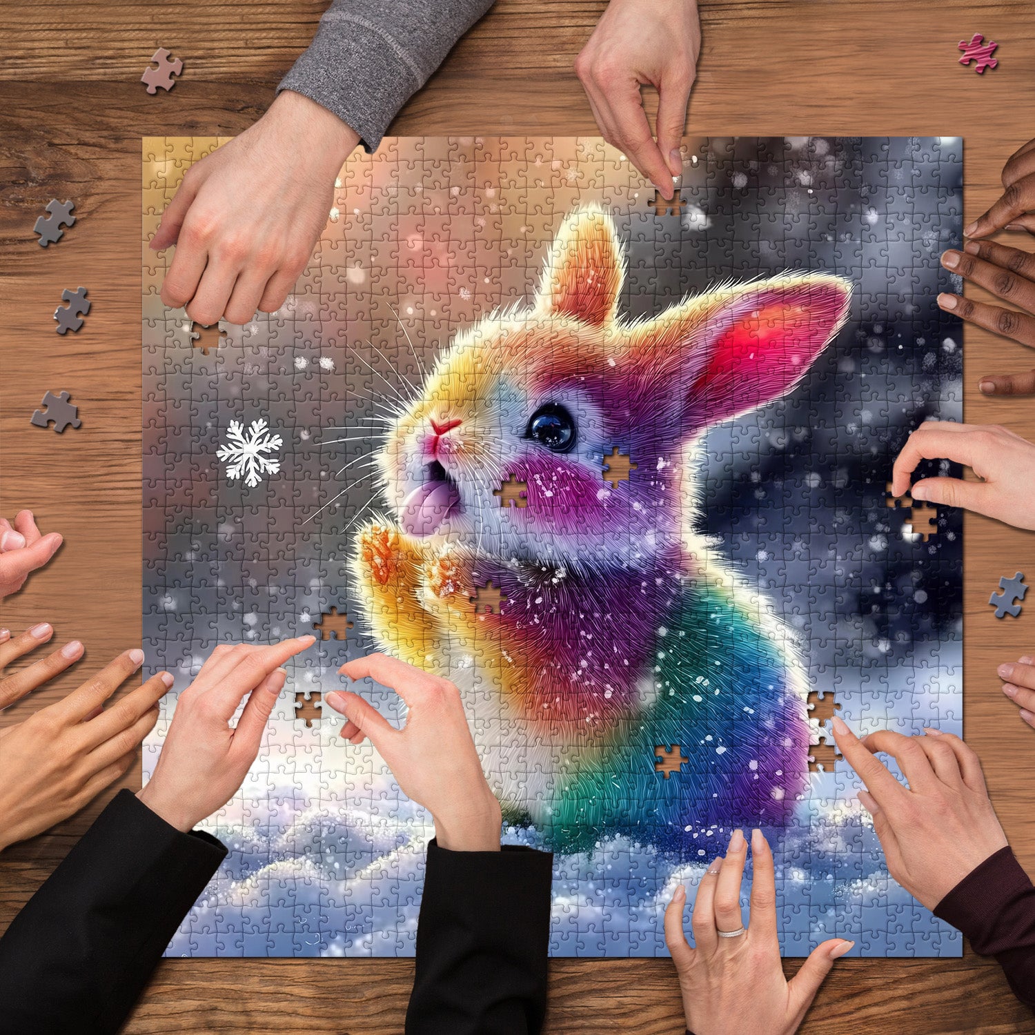 Snowy Hued Rabbit Jigsaw Puzzle 1000 Pieces